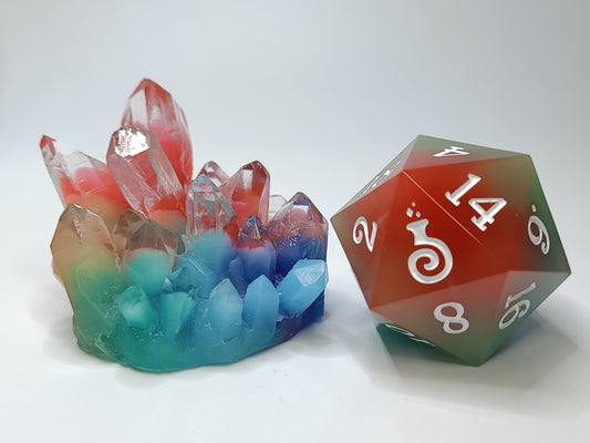 Bundle: Rainbow Crystal and Chonk D20 (33mm)